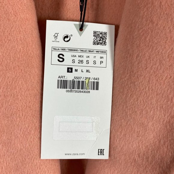 Zara peach oversized coat NWT size S - Picture 10 of 16